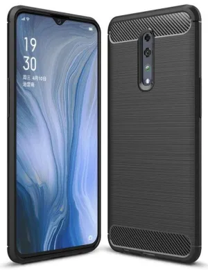 Carbon fibre / Brushed Metal Design Case Gel Skin Brushed Metal Effect For Oppo Reno3