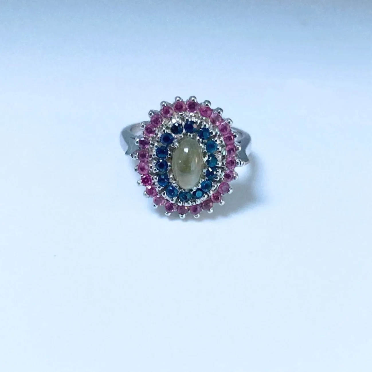 Cat's Eye Chrysoberyl and Sapphire Cocktail Ring