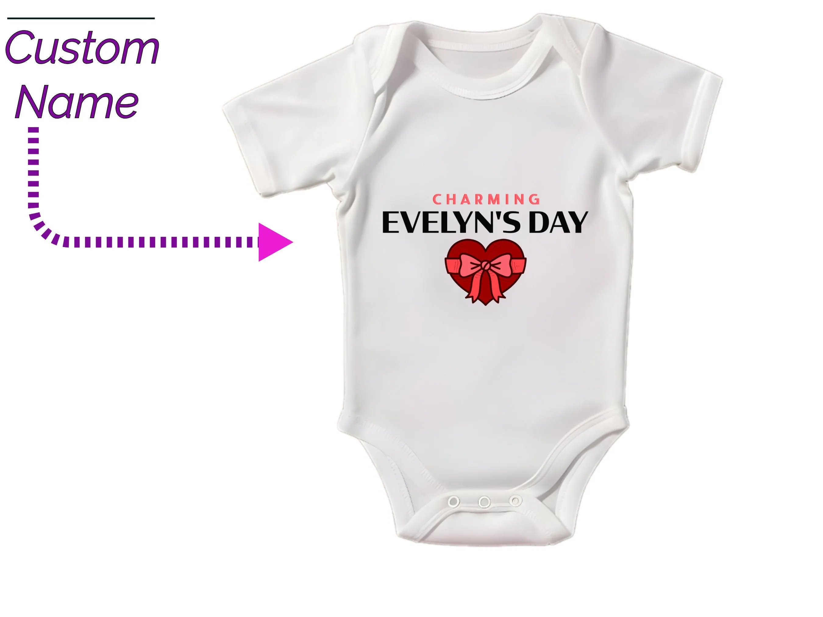 Charming Day Custom Short Sleeve Girls Bodysuit for 1st Birthday