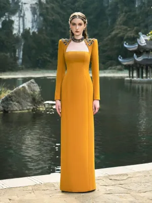 Choker Shoulder Stone Embellished Dress