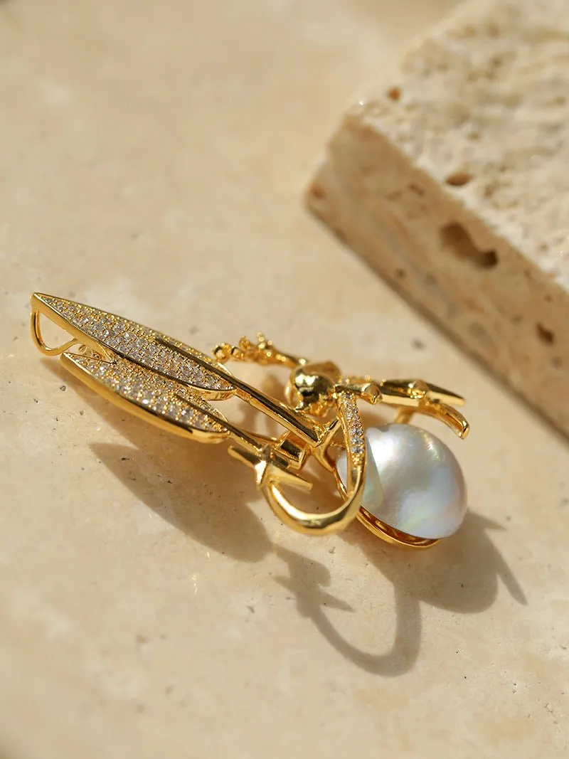 Christmas Deer Seawater Mapei Pearl Brooch