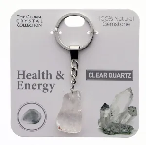 Clear Quartz- Natural Gemstone Keyring - 'Health & Energy'
