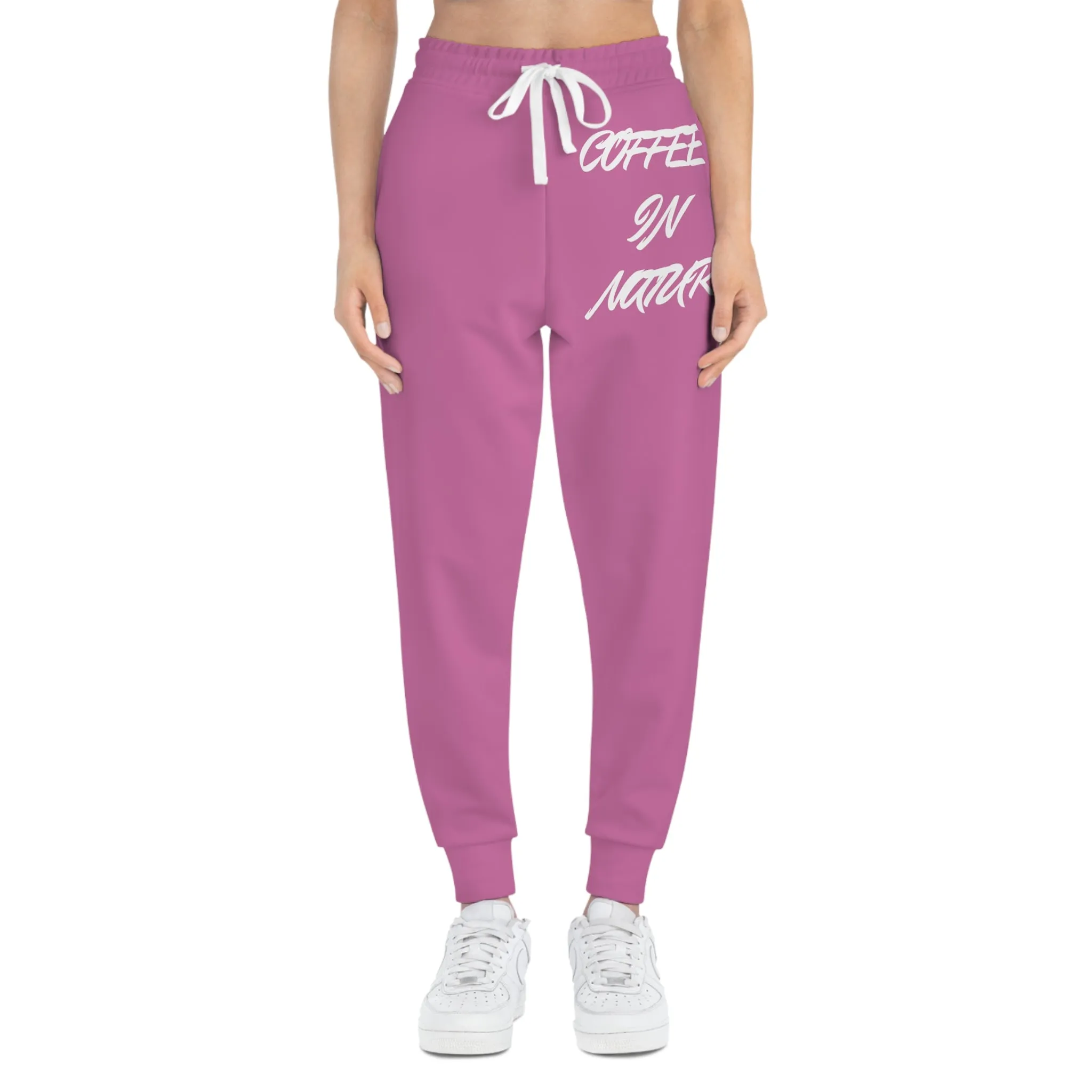 Coffee In Nature Pink Athletic Joggers (AOP)