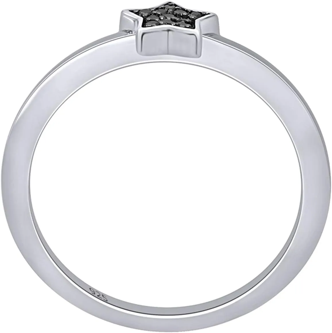 Color Enhanced Black Natural Diamond Accent Star Ring in 14k Gold Plated 925 Sterling Silver For Women (0.03 Cttw, I2-I3 Clarity)