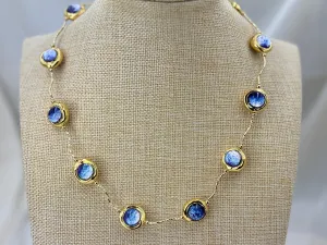 Colorful cat eye murano glass beads necklace.