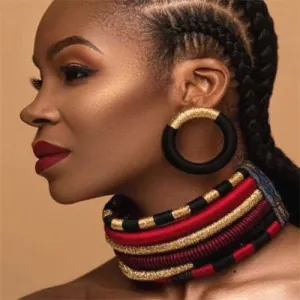 Crimson Weave: Multi-layer Choker and Earrings