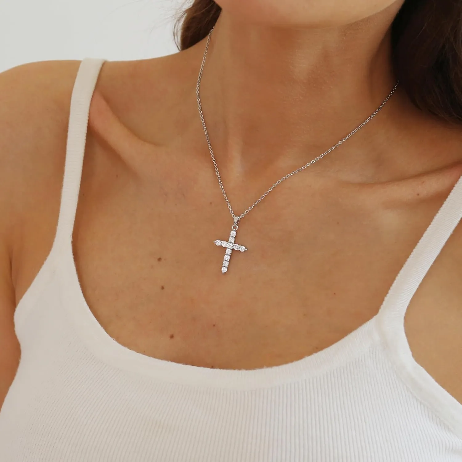 Cross Necklace for Women Gold CZ Diamond Sideways Cross Pendant Necklace Dainty Cute Tiny Cross Choker Necklace Simple Trendy Jewelry