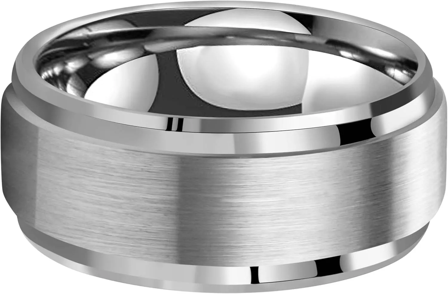 CROWNAL 6mm 8mm 10mm Tungsten Wedding Band Ring Men Women Polished Beveled Edge Matte Brushed Finish Center Silver/Rose Gold Tone Comfort Fit Size 5 to 17