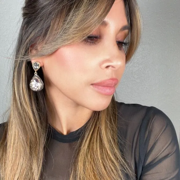 Cubic & Crystal Drop Earrings