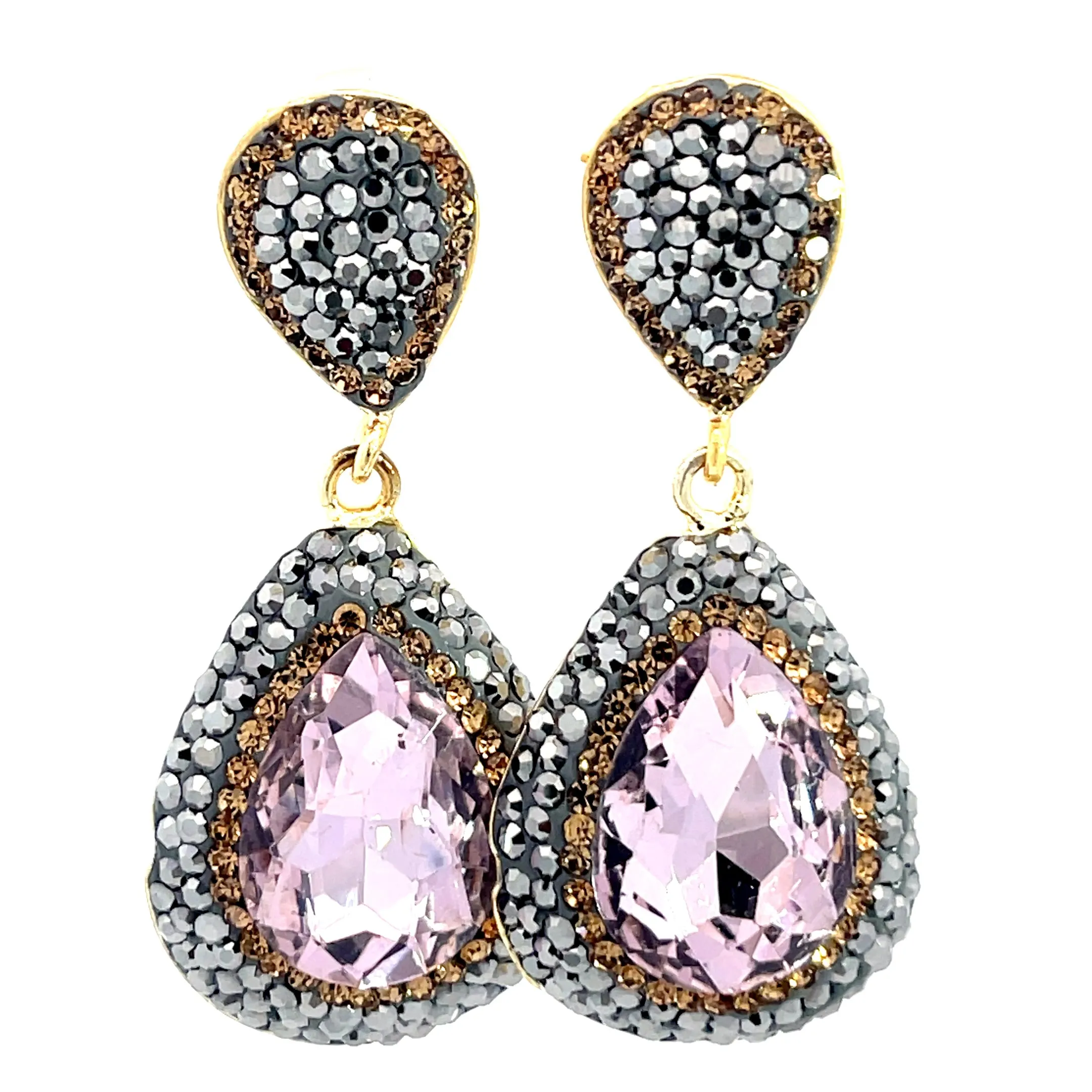 Cubic & Crystal Drop Earrings