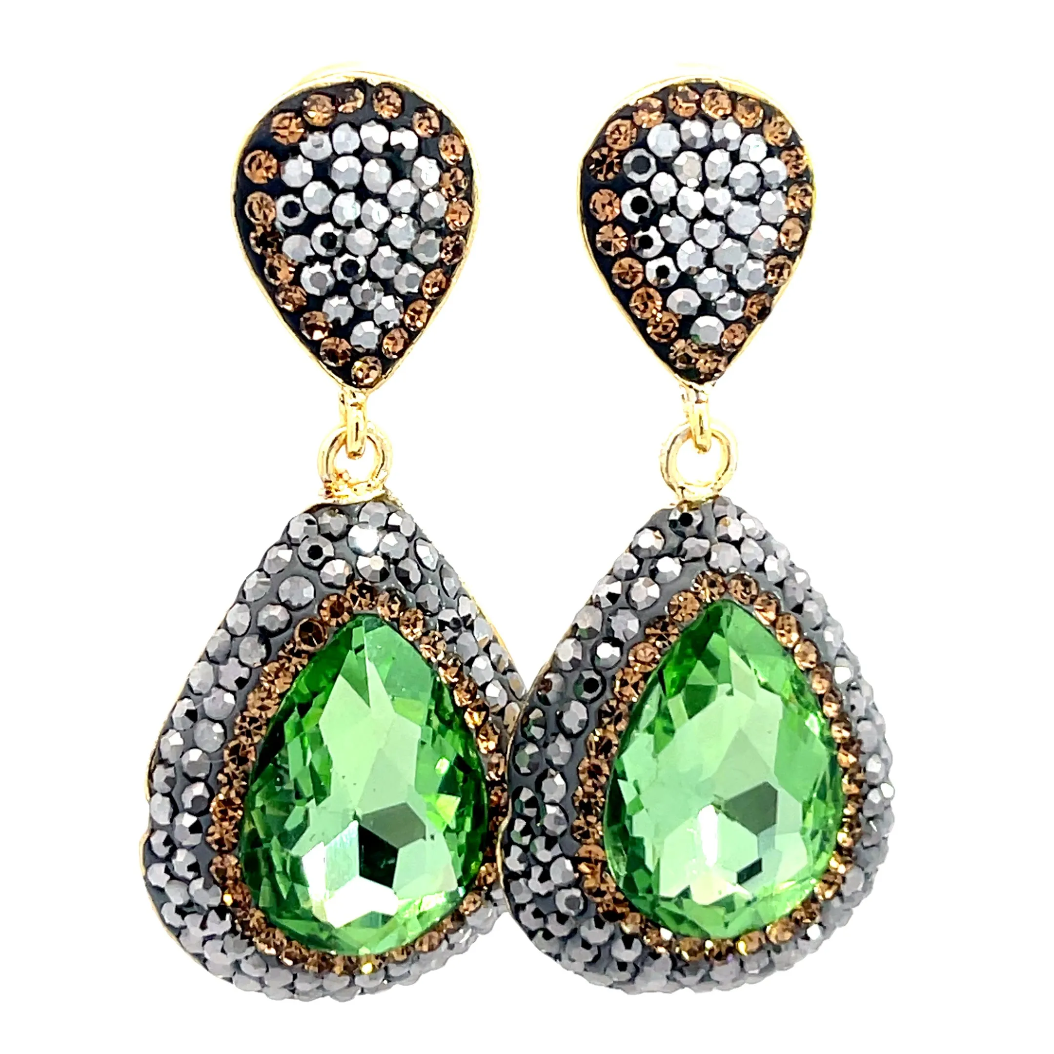 Cubic & Crystal Drop Earrings