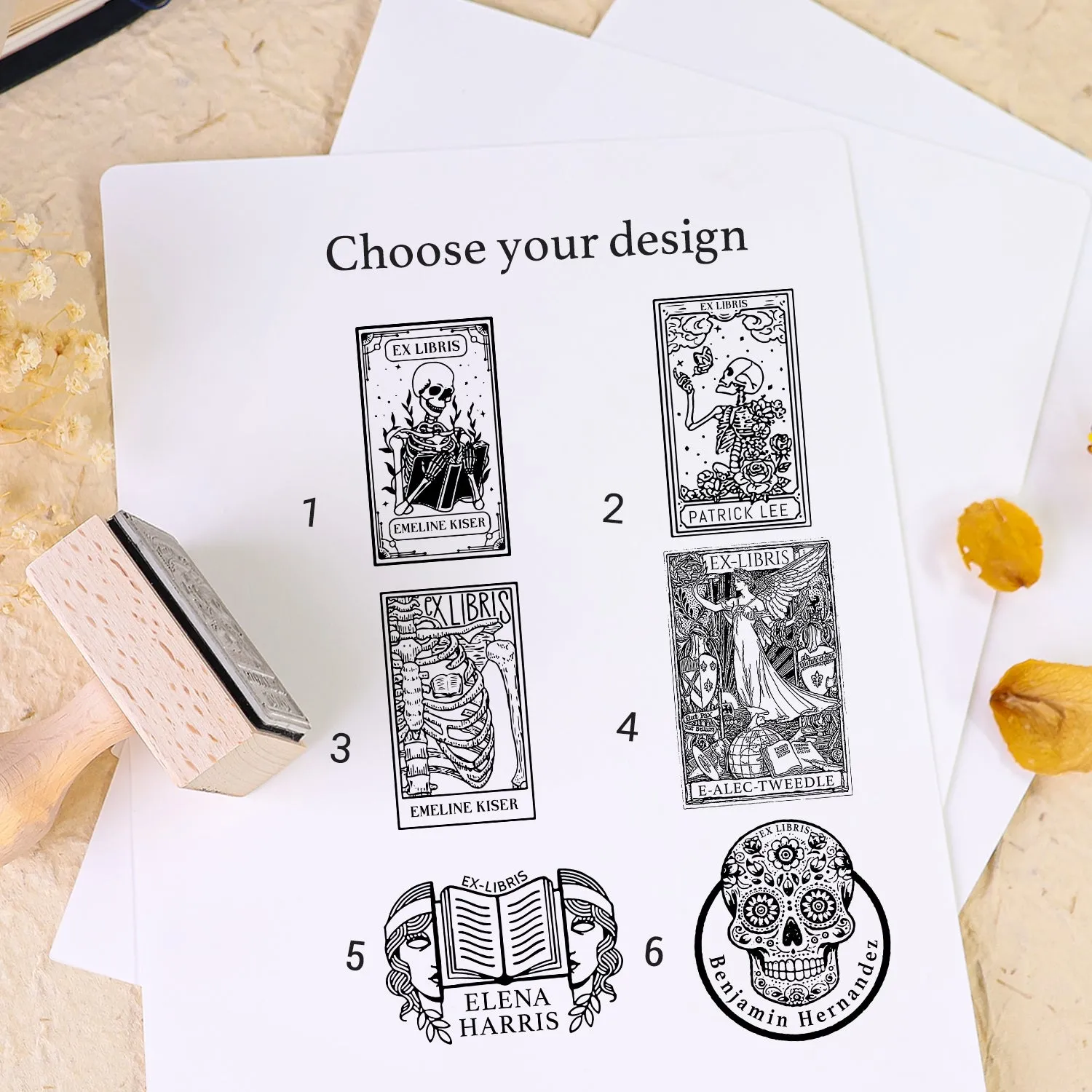 Custom Character Series Book Wooden Rubber Stamps (8 Designs)