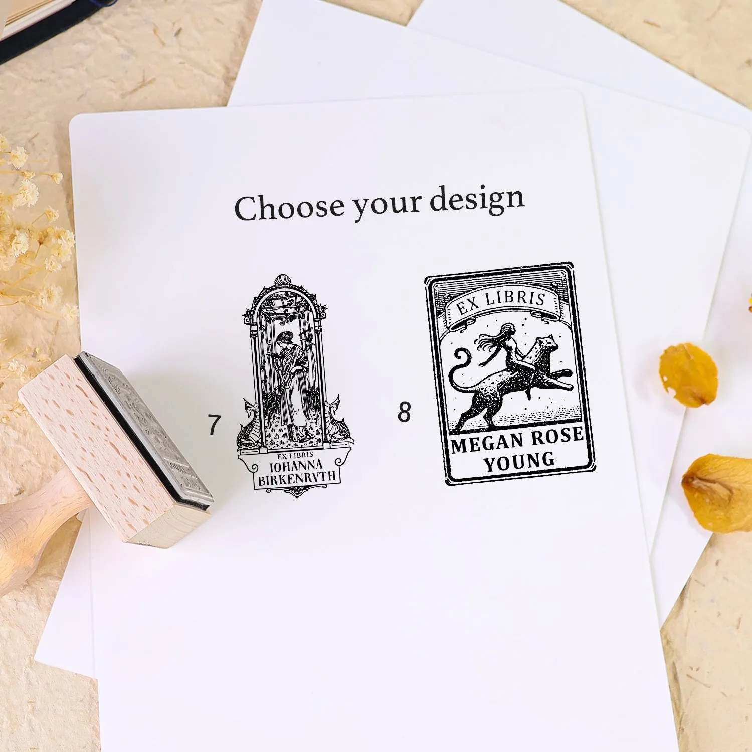 Custom Character Series Book Wooden Rubber Stamps (8 Designs)