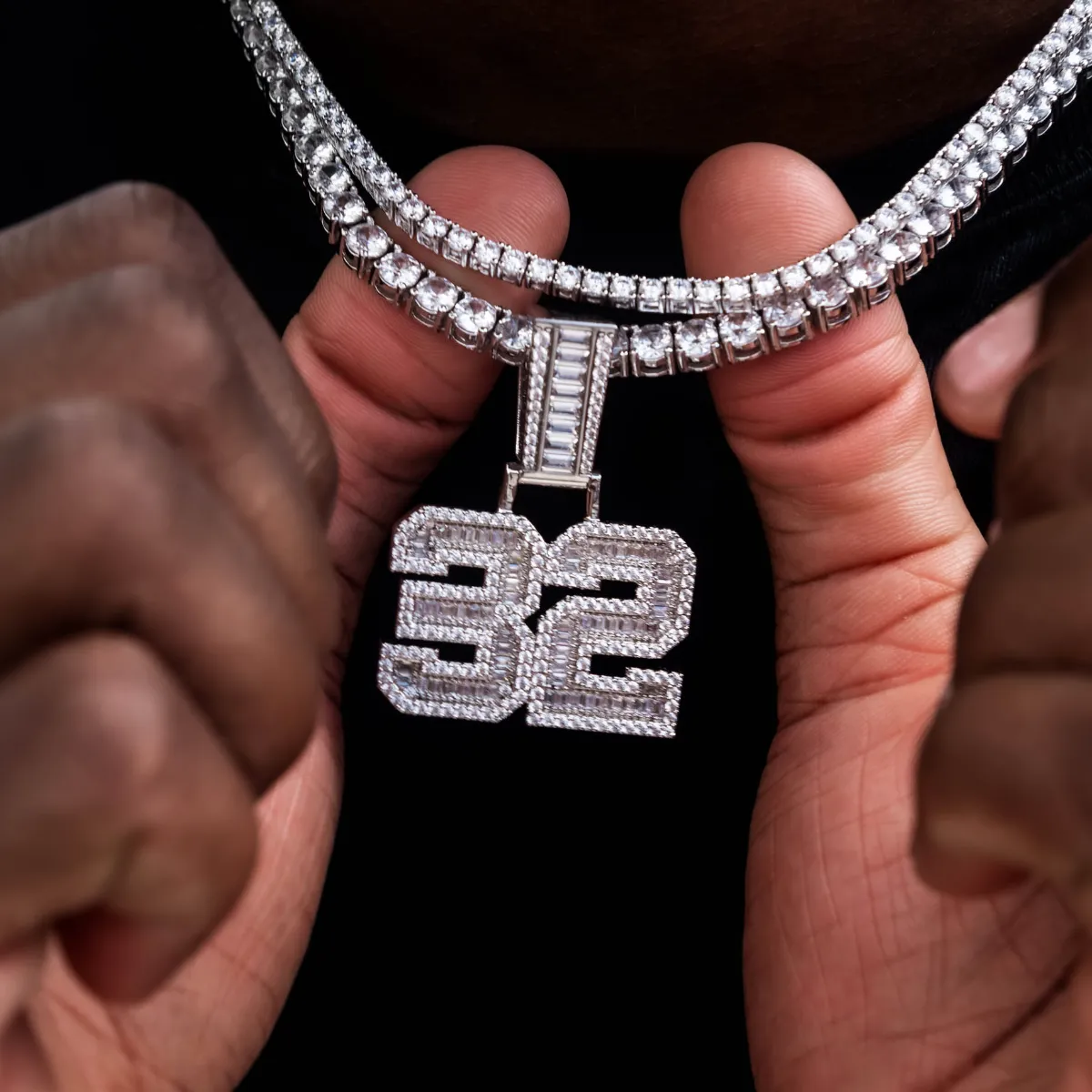 Custom Iced Number Baguette Pendant- Additional Letters