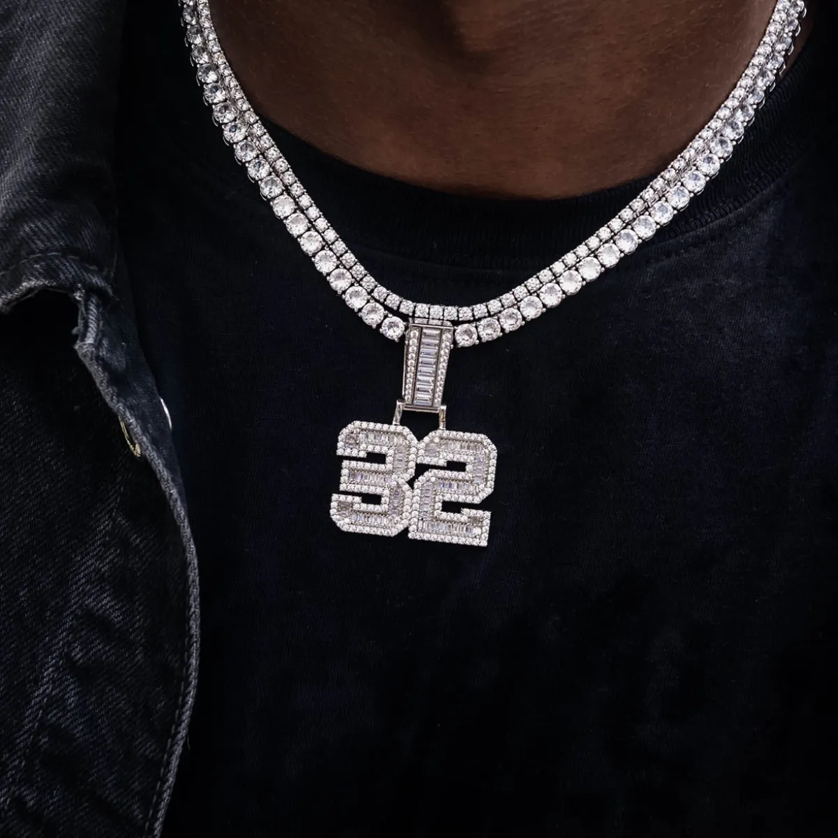 Custom Iced Number Baguette Pendant- Additional Letters