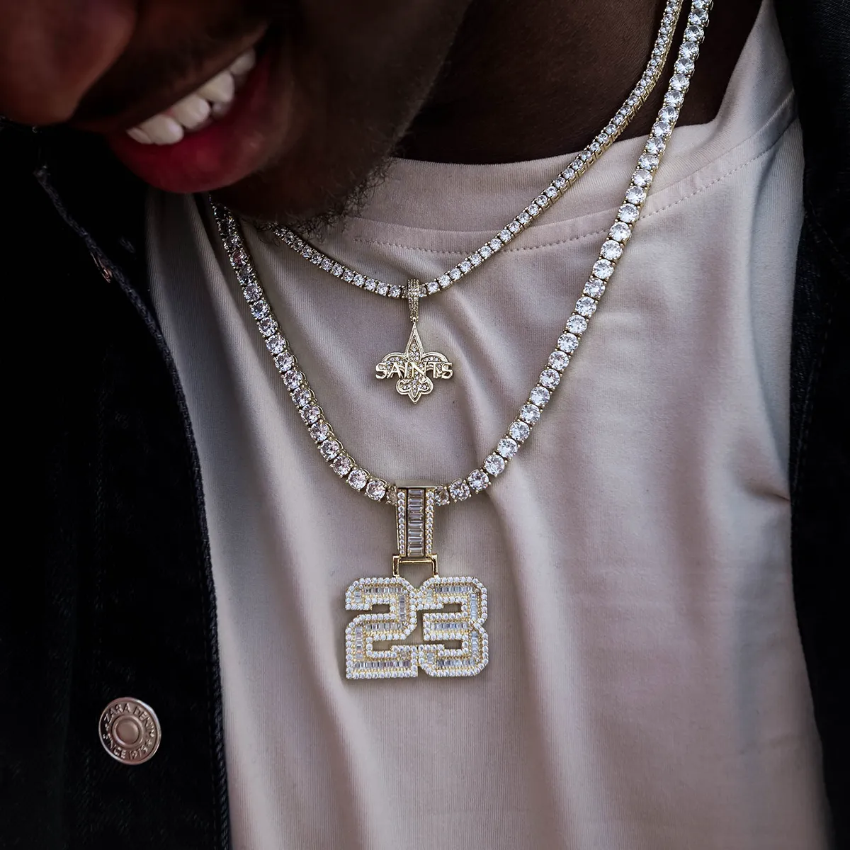 Custom Iced Number Baguette Pendant- Additional Letters