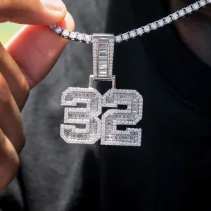 Custom Iced Number Baguette Pendant- Additional Letters