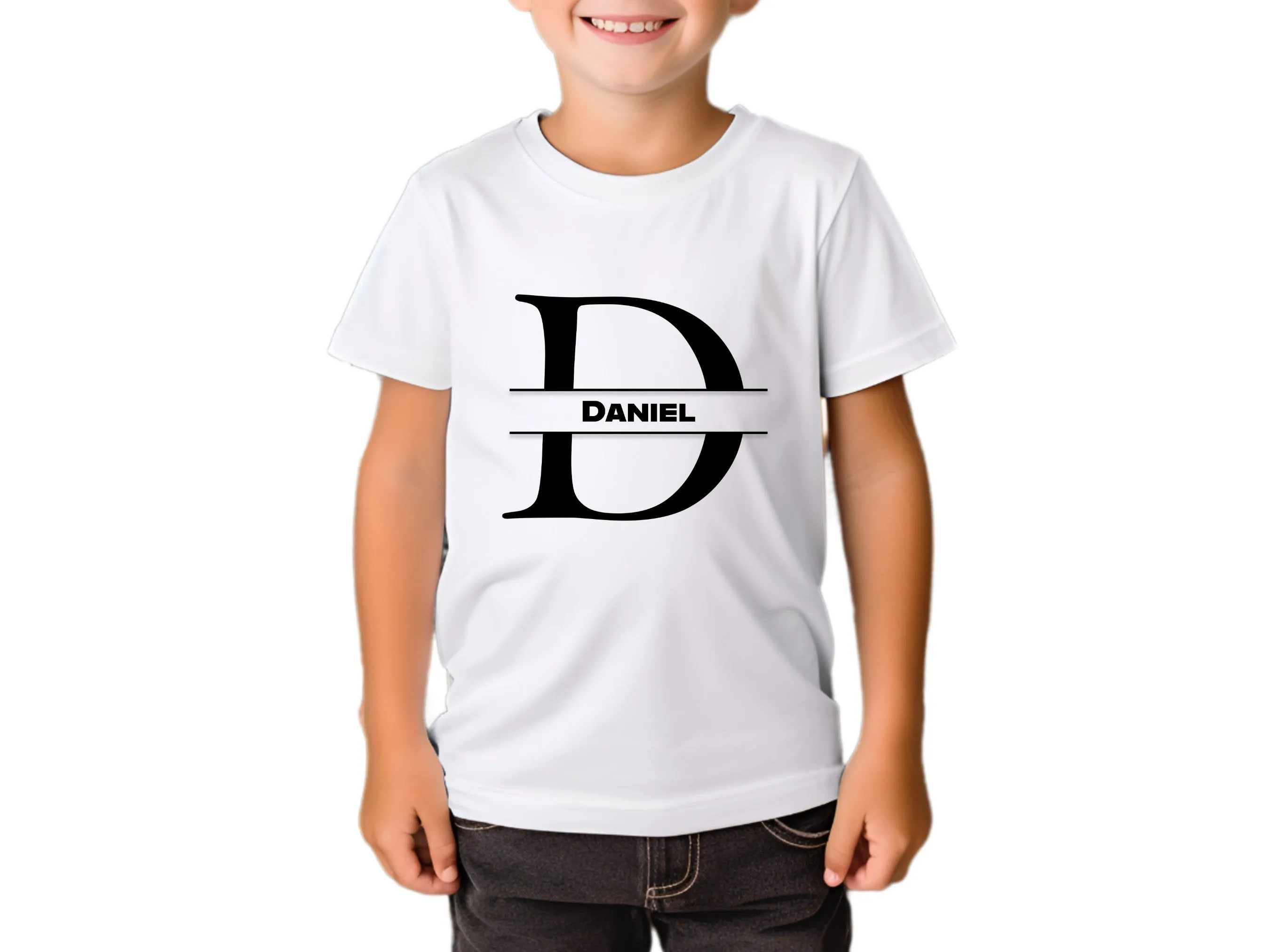 Custom Kids Tshirt Gift for Toddler Boys With Initials D on T-shirt