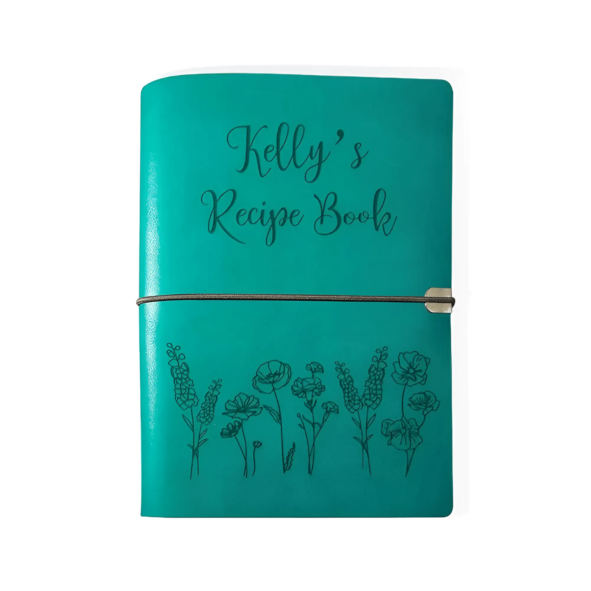 Custom Leather Recipe Book with Flowers Cover