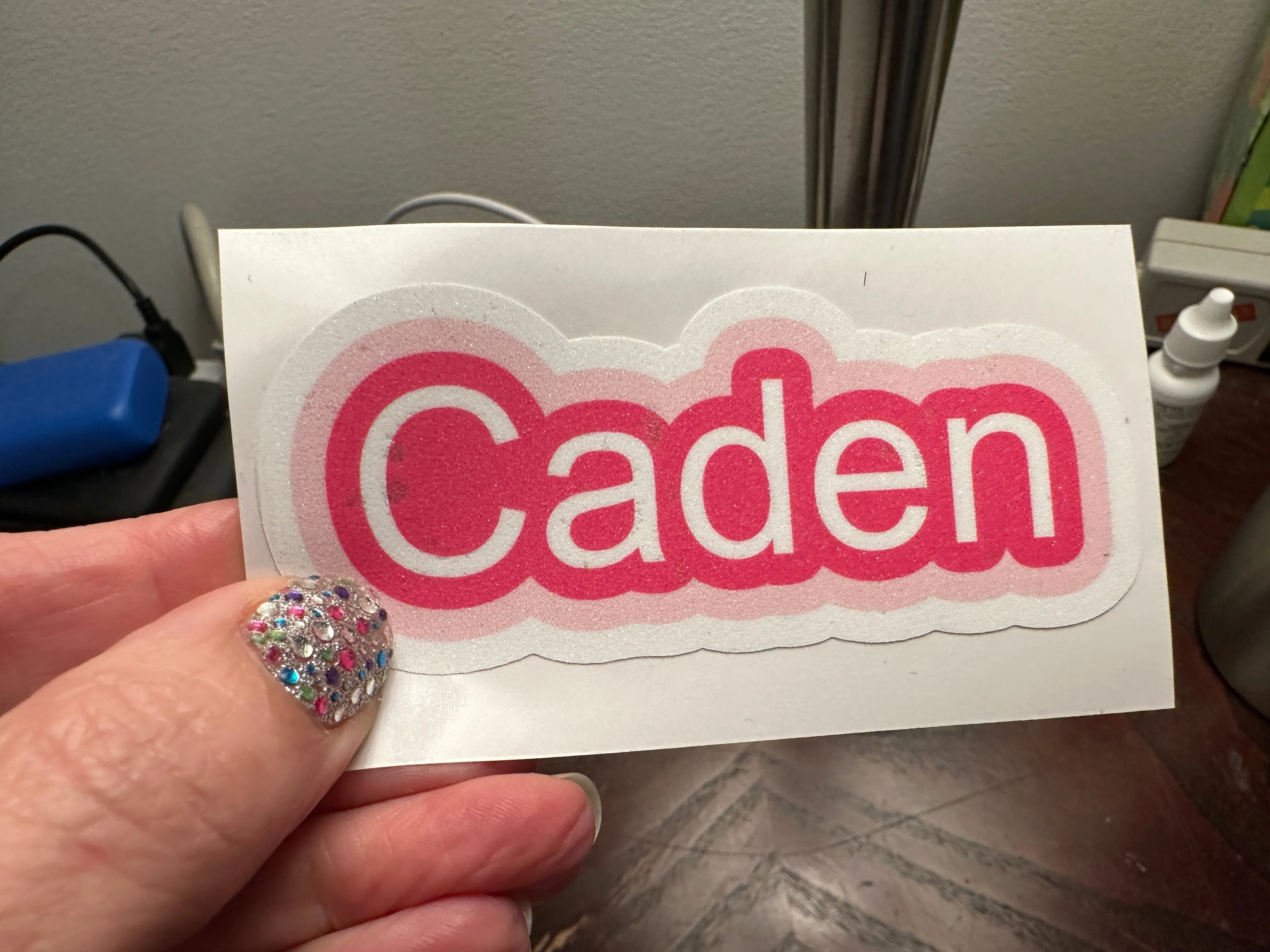 Custom Name Sticker in cute pink font One name up to 5 inches wide