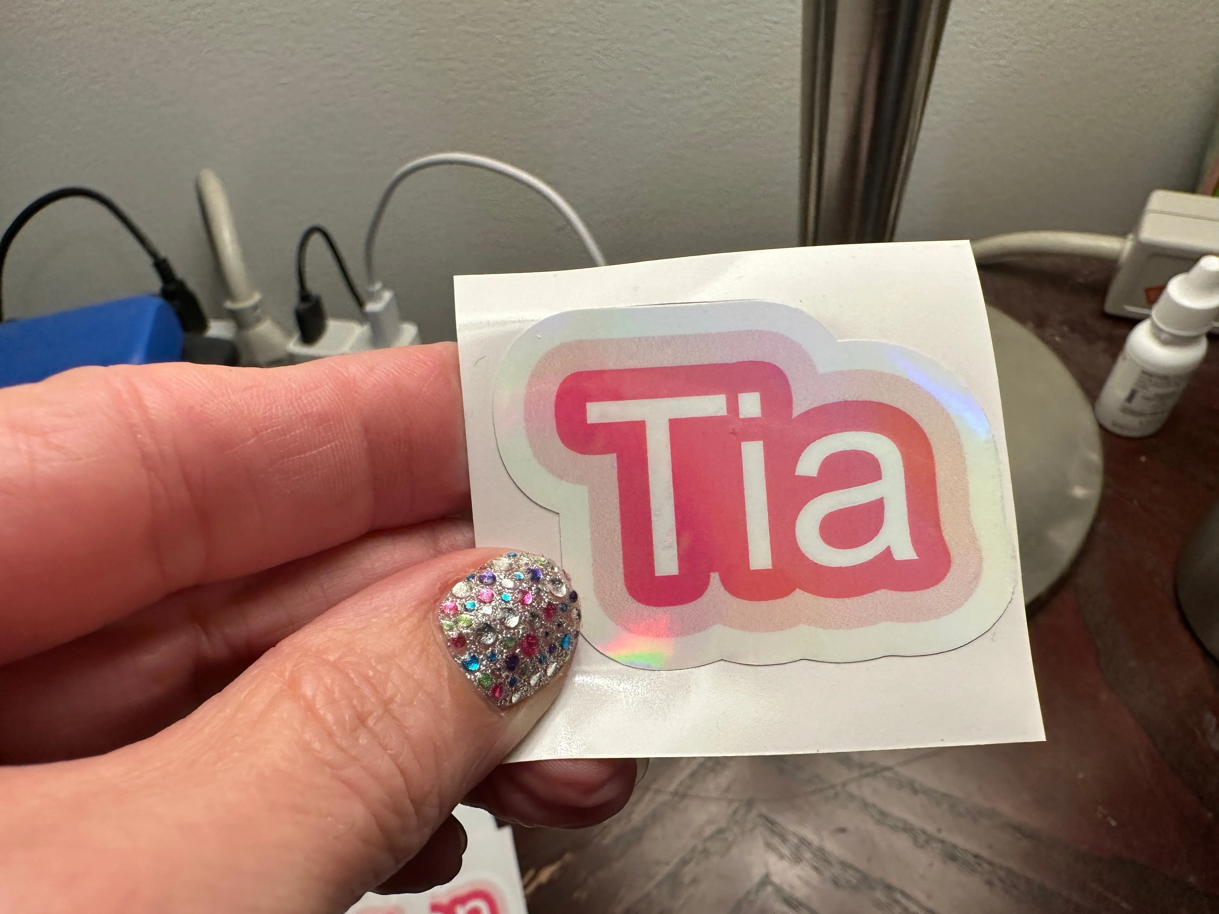 Custom Name Sticker in cute pink font One name up to 5 inches wide