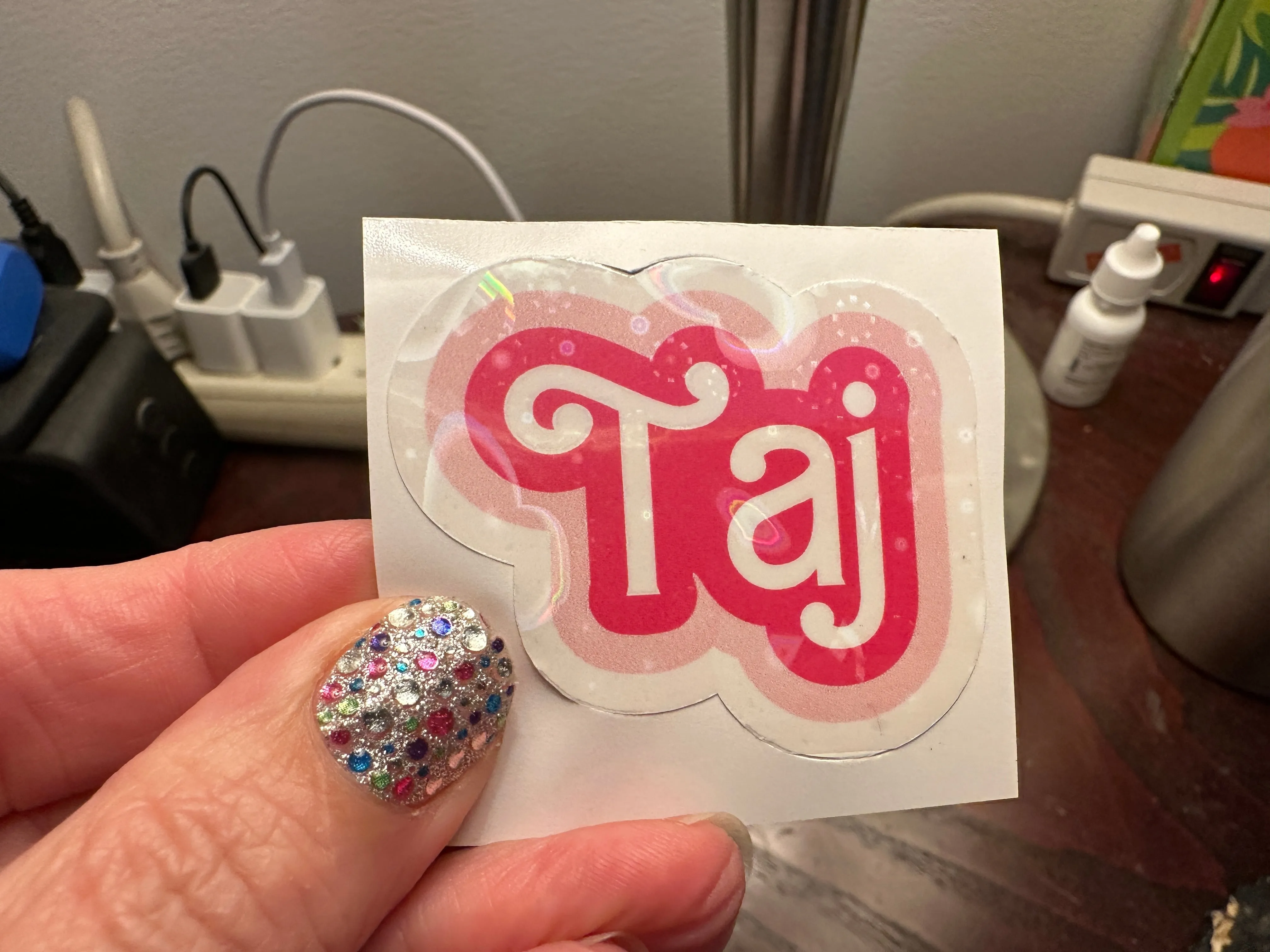 Custom Name Sticker in cute pink font One name up to 5 inches wide