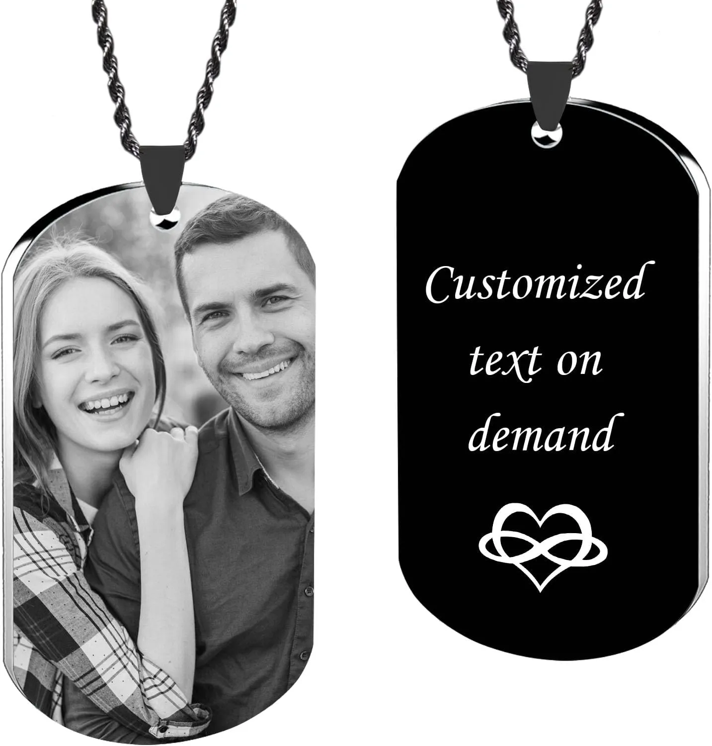 Custom Necklace with Picture, Personalized Photo Necklace, Customized Memorial Necklace Engraved with Photo Text, for Men Women