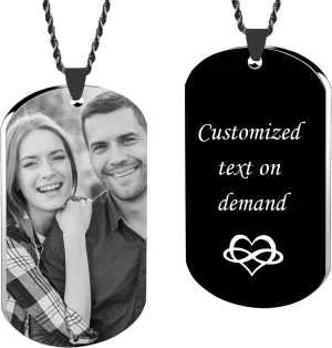 Custom Necklace with Picture, Personalized Photo Necklace, Customized Memorial Necklace Engraved with Photo Text, for Men Women