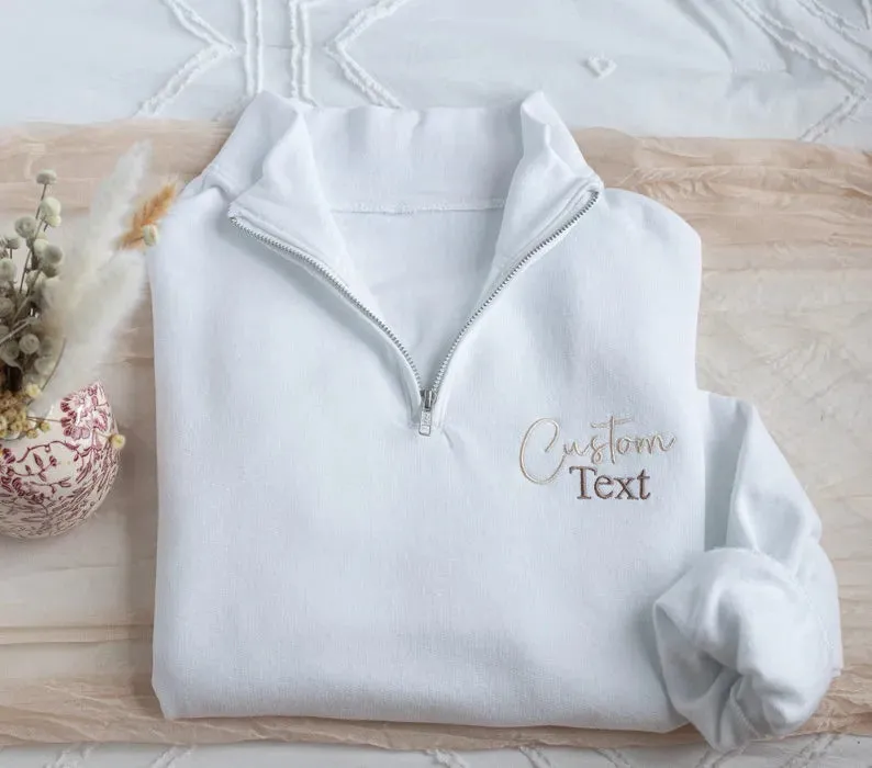 Custom Quarter Zip | Personalized Text & Logo | Thanksgiving & Christmas gift