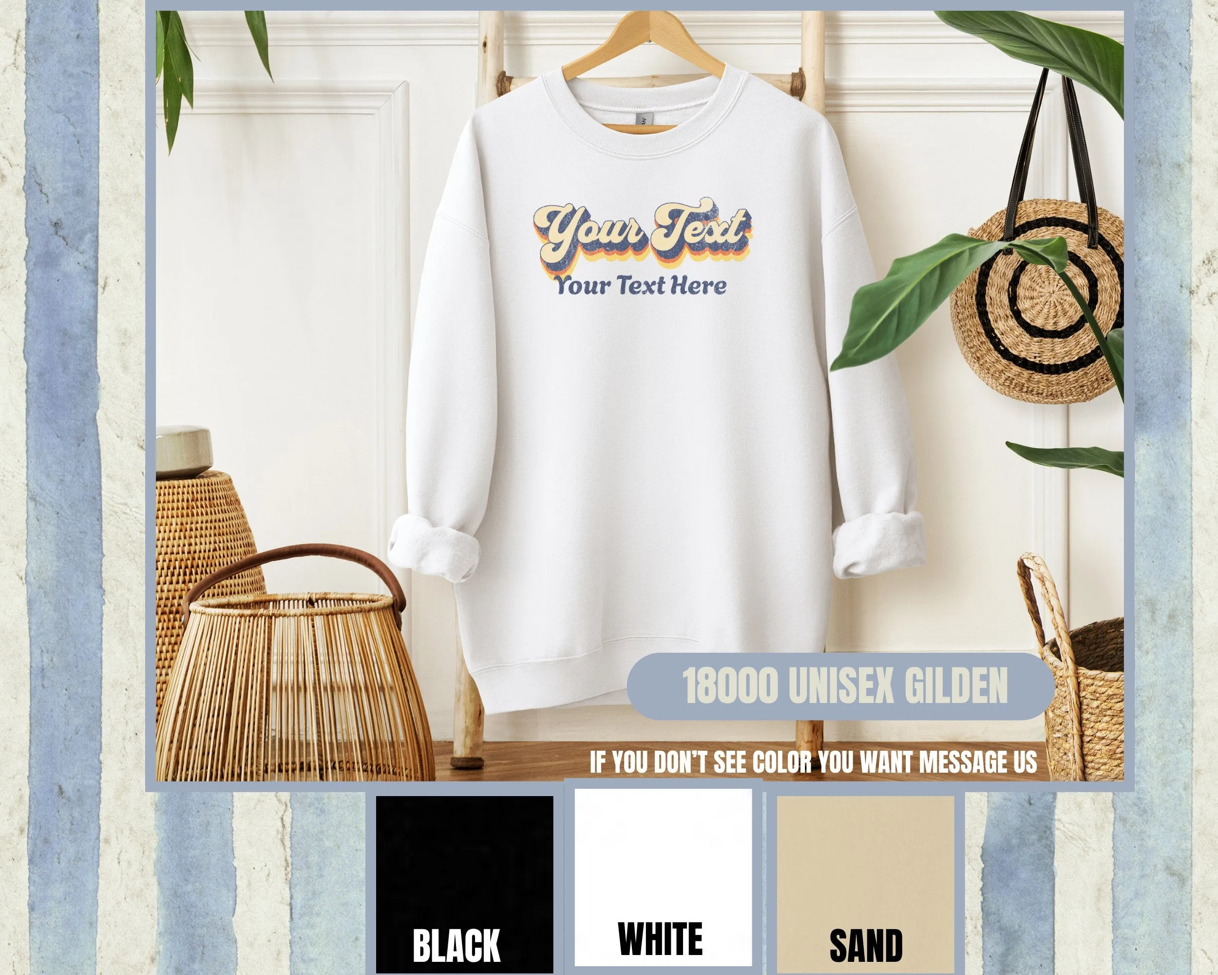 Custom Text Vintage Style T-Shirt, Personalized Gift T-Shirt, Retro Design Shirt, Unique Customizable Tee, Personalized Apparel Sweatshirt