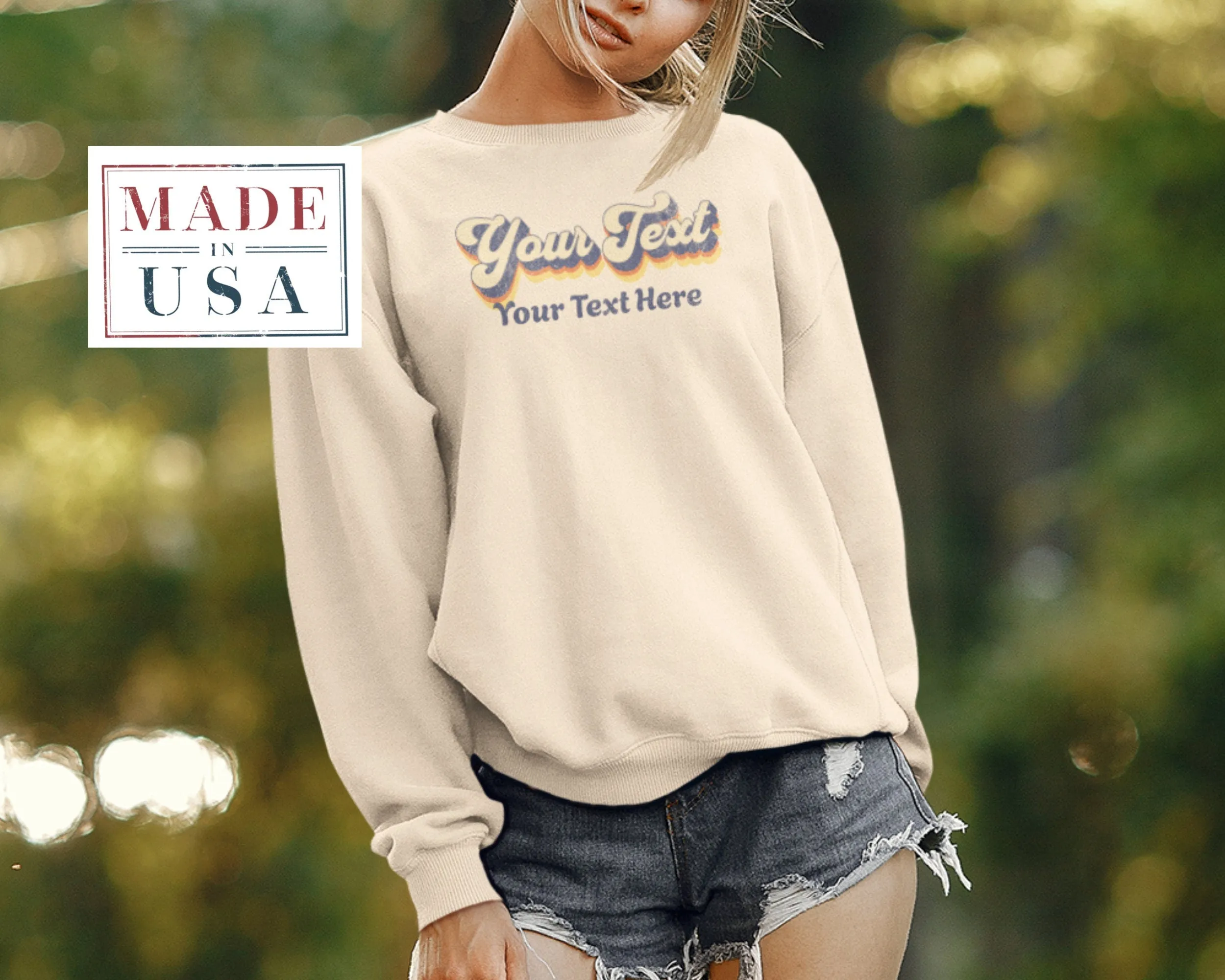 Custom Text Vintage Style T-Shirt, Personalized Gift T-Shirt, Retro Design Shirt, Unique Customizable Tee, Personalized Apparel Sweatshirt