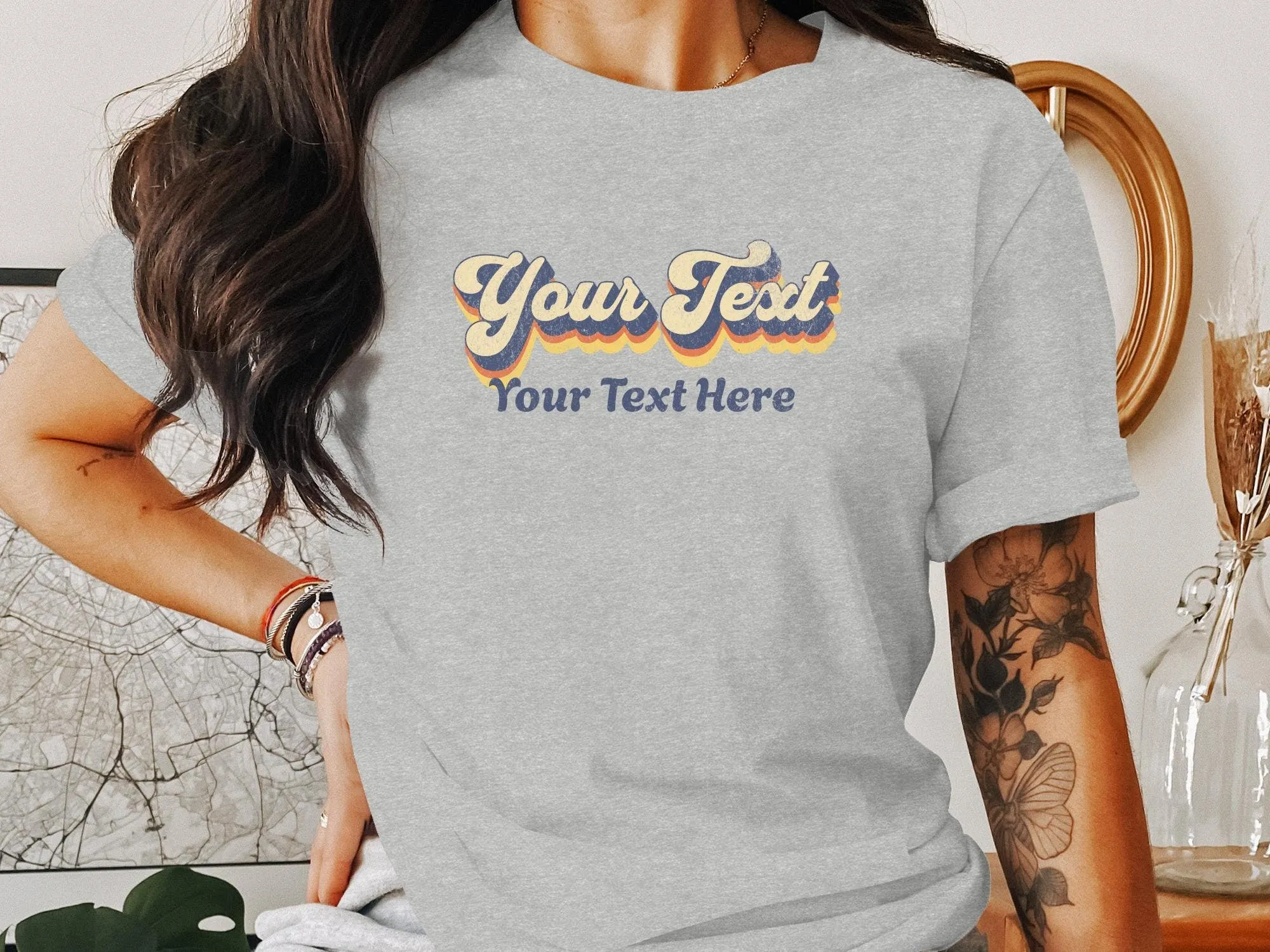 Custom Text Vintage Style T-Shirt, Personalized Gift T-Shirt, Retro Design Shirt, Unique Customizable Tee, Personalized Apparel Sweatshirt