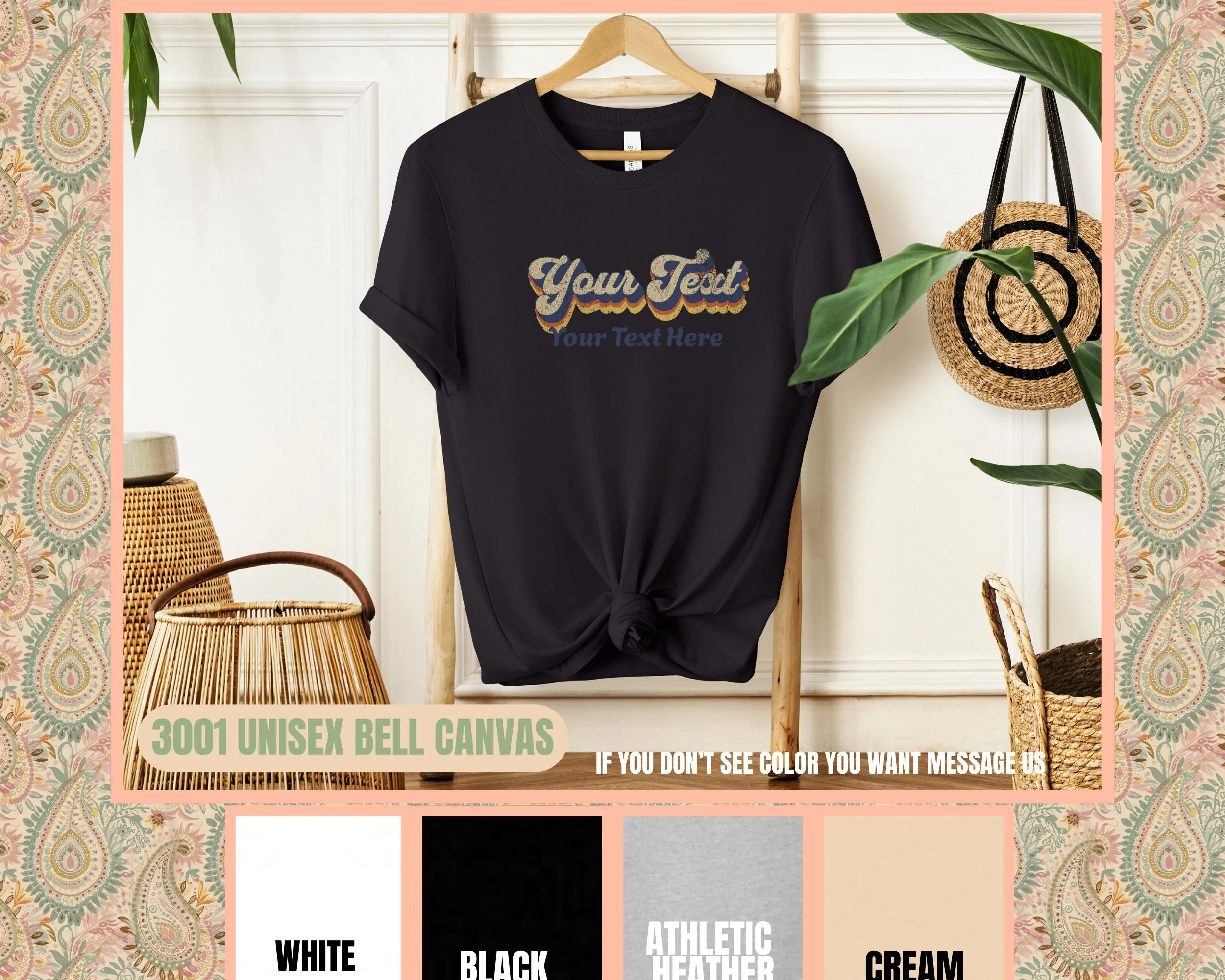 Custom Text Vintage Style T-Shirt, Personalized Gift T-Shirt, Retro Design Shirt, Unique Customizable Tee, Personalized Apparel Sweatshirt