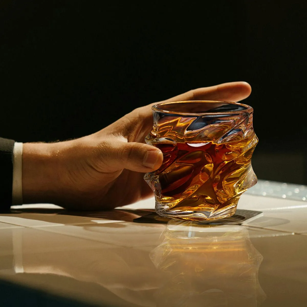 Custom Whiskey Decanter Set with Sculpted Glasses