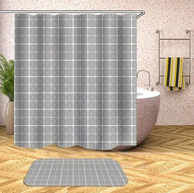 Customizable Waterproof Geometric Bath Curtain for Elegant Bathroom Decor