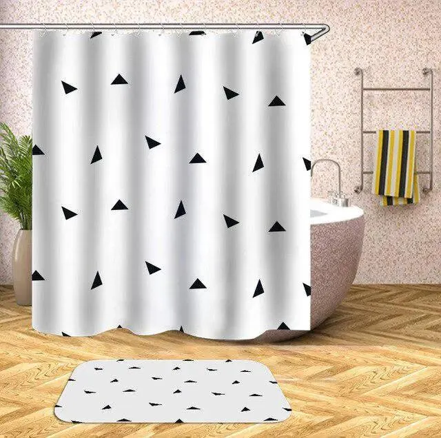 Customizable Waterproof Geometric Bath Curtain for Elegant Bathroom Decor