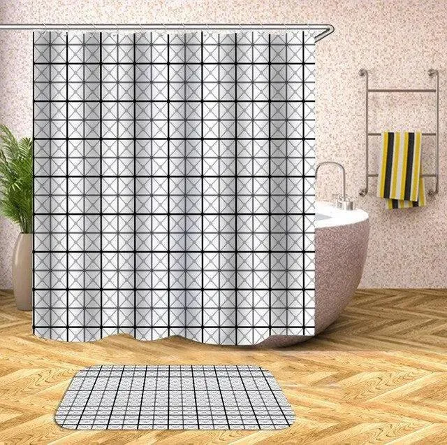 Customizable Waterproof Geometric Bath Curtain for Elegant Bathroom Decor