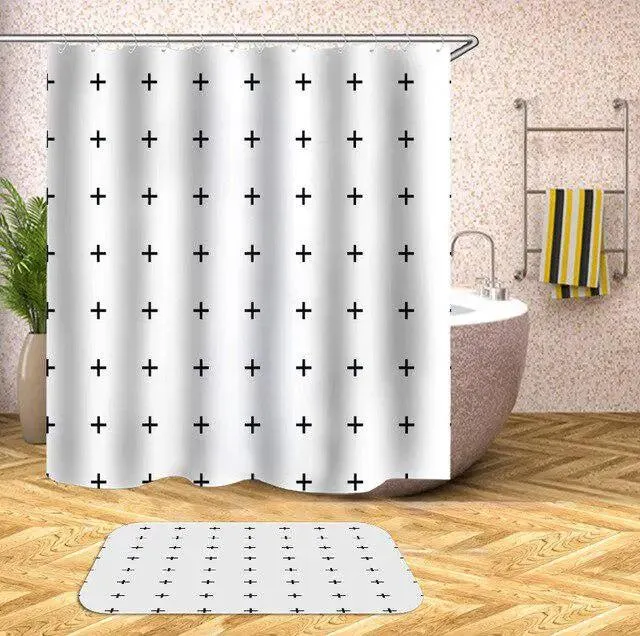 Customizable Waterproof Geometric Bath Curtain for Elegant Bathroom Decor