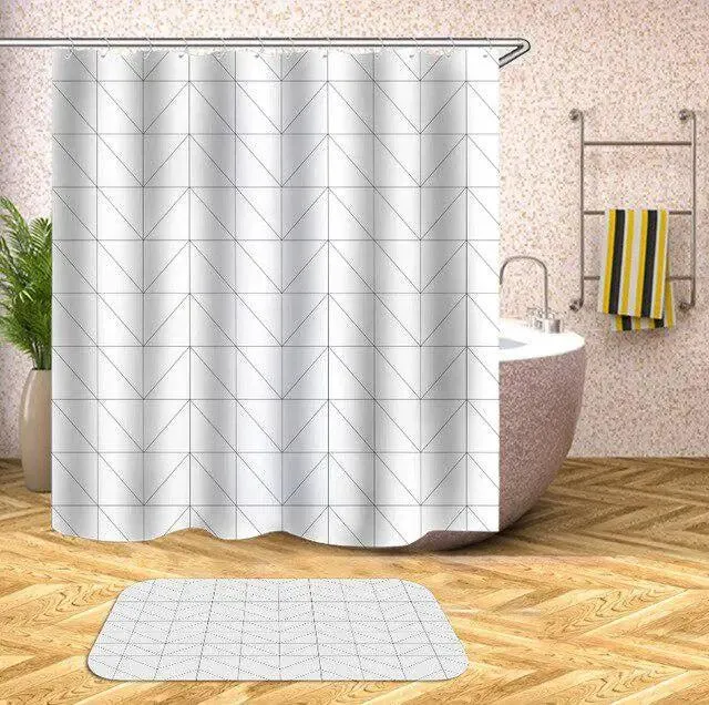 Customizable Waterproof Geometric Bath Curtain for Elegant Bathroom Decor