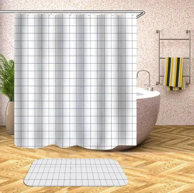 Customizable Waterproof Geometric Bath Curtain for Elegant Bathroom Decor