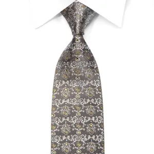 Daniel Hechter Men's Rhinestone Silk Necktie Cartoche On Silver With Sparkles