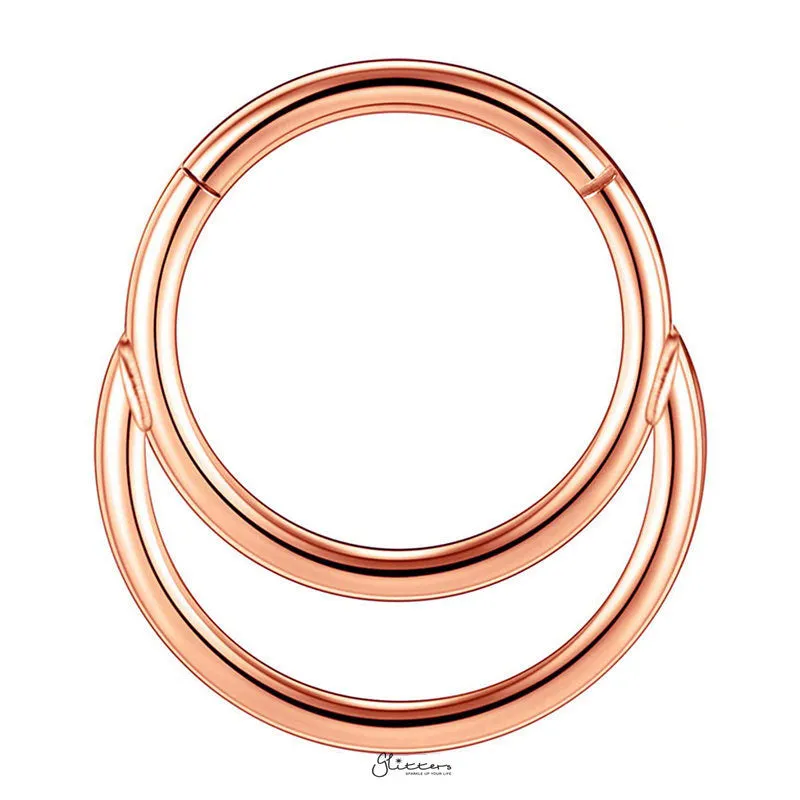 Double Circle Hinged Segment Hoop Ring - Rose Gold