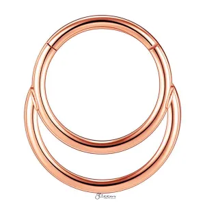 Double Circle Hinged Segment Hoop Ring - Rose Gold