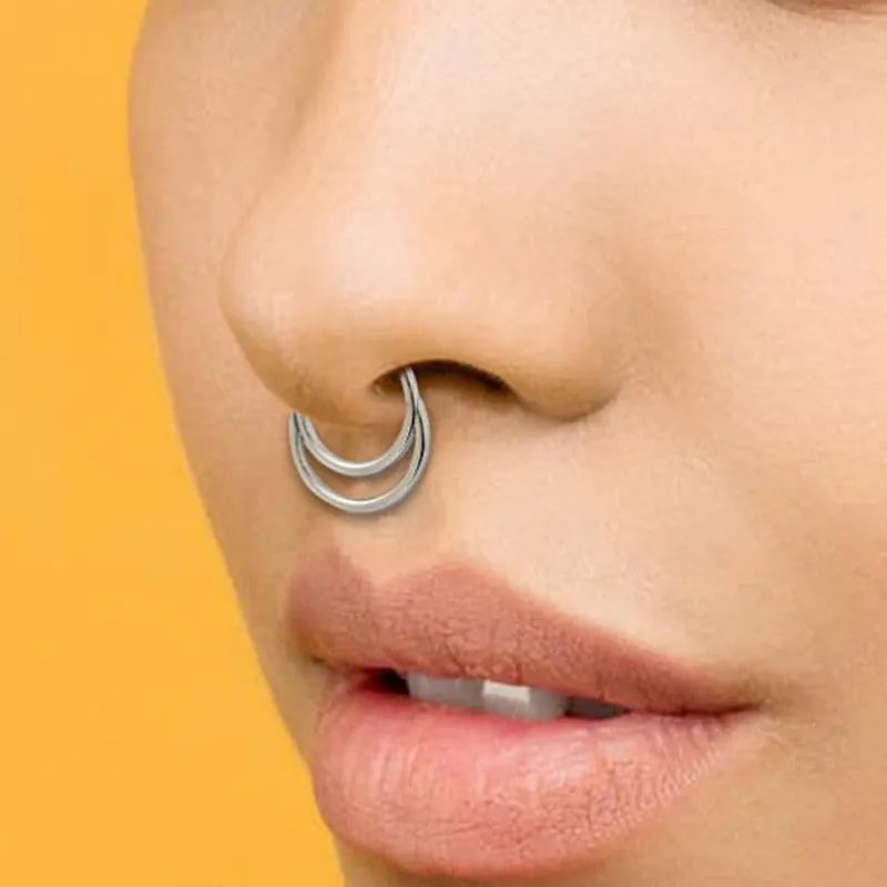 Double Circle Hinged Segment Hoop Ring - Rose Gold