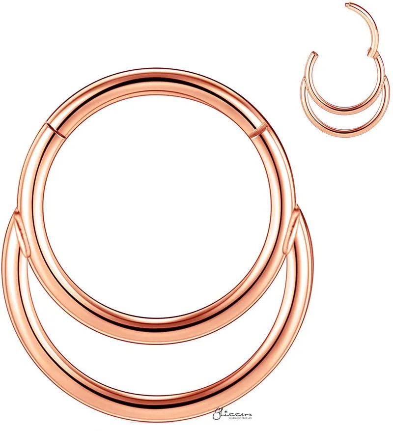 Double Circle Hinged Segment Hoop Ring - Rose Gold
