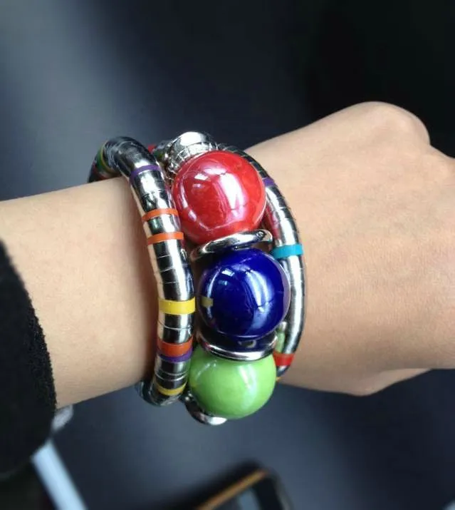 Eclectic Beaded Snake Bone Layered Bracelet - Vienna Verve Collection