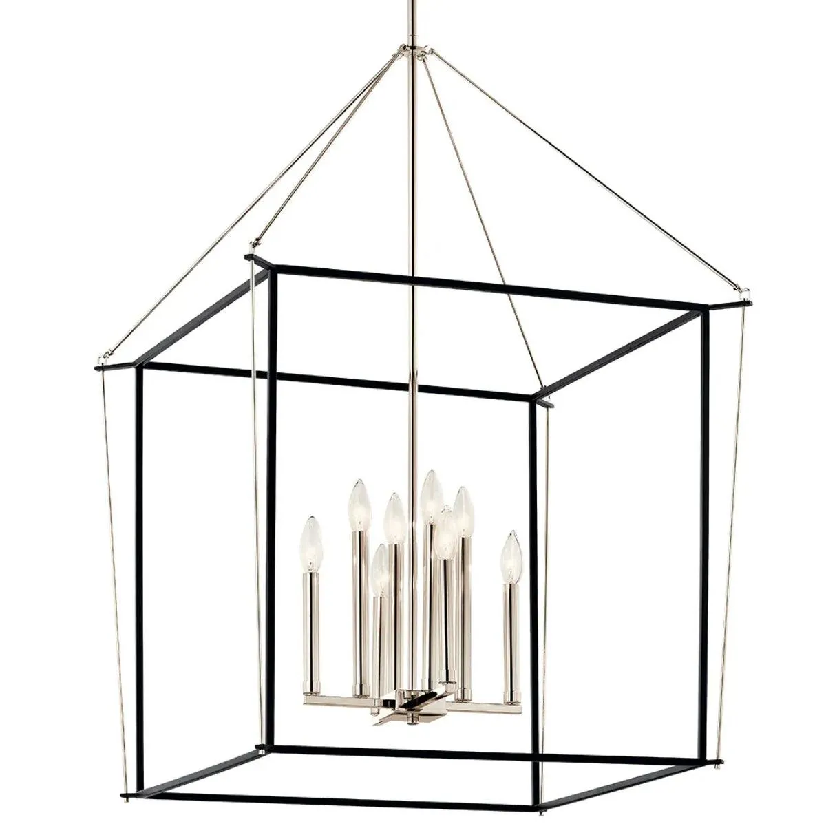 Eisley 40" 8-Light Pendant Light, Black and Polished Nickel Finish