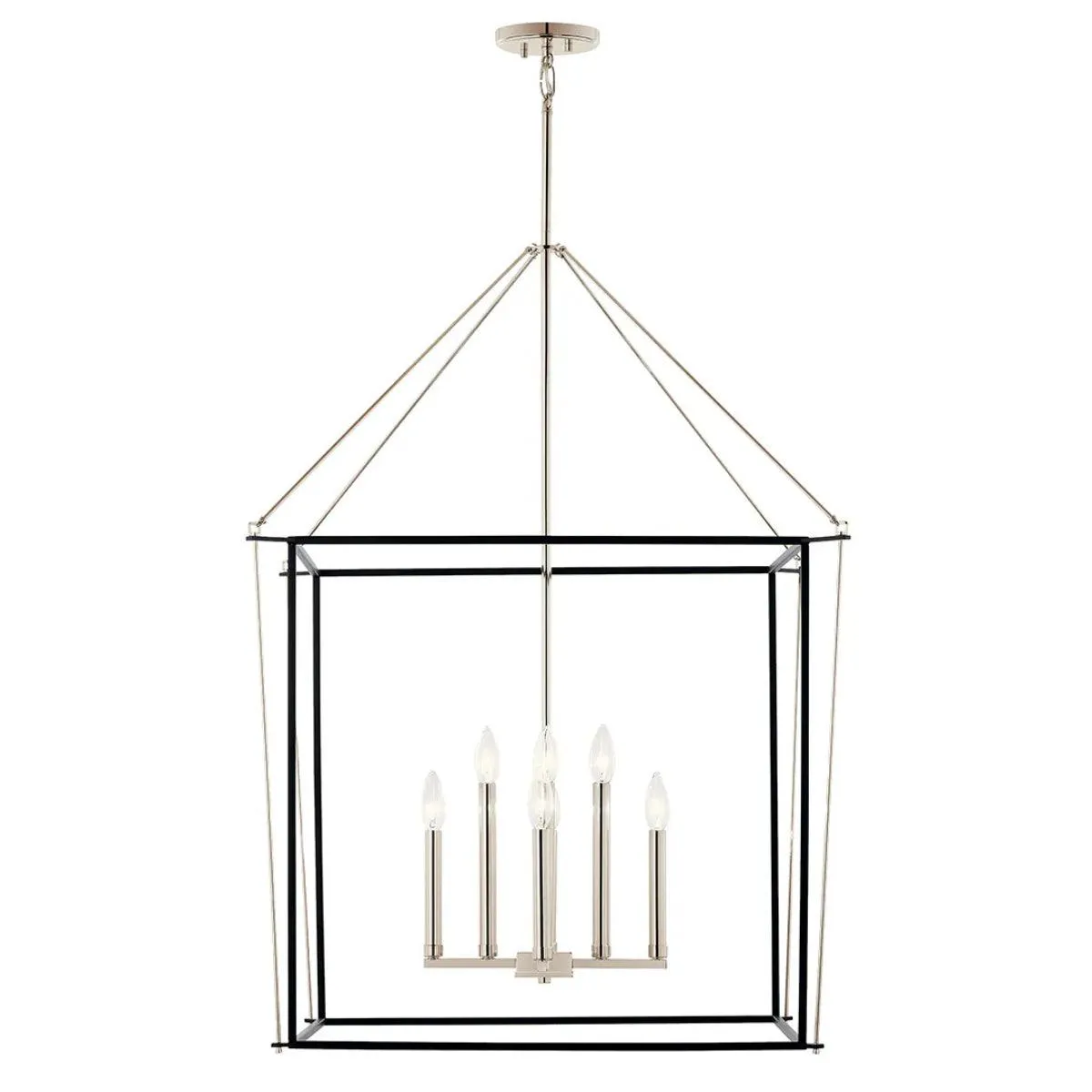 Eisley 40" 8-Light Pendant Light, Black and Polished Nickel Finish