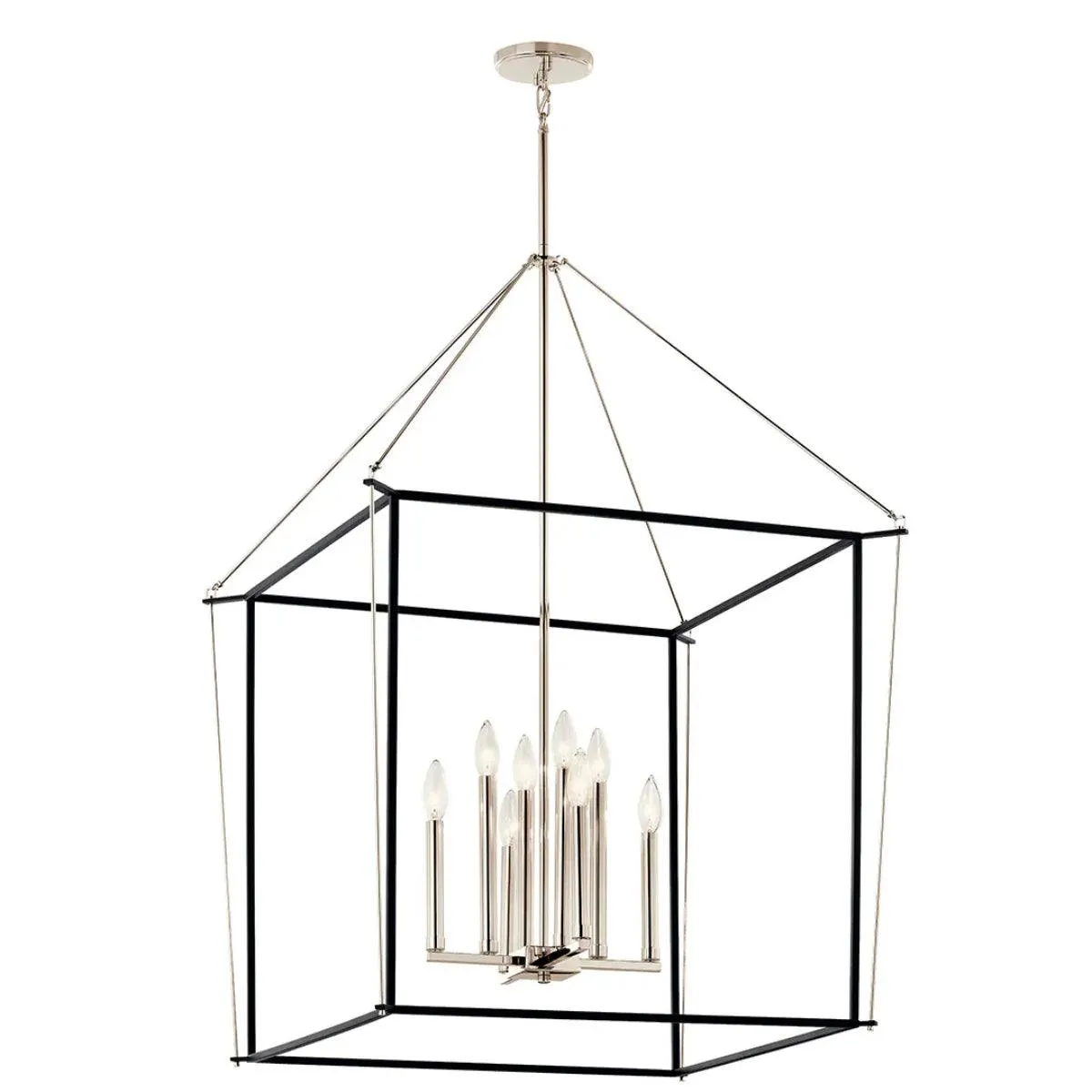 Eisley 40" 8-Light Pendant Light, Black and Polished Nickel Finish