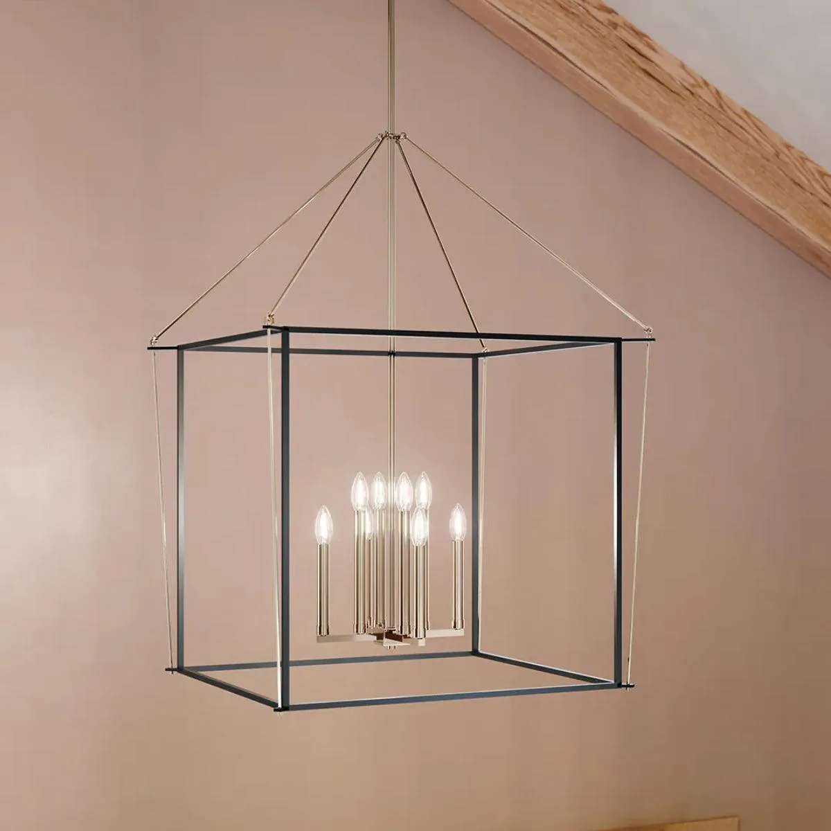 Eisley 40" 8-Light Pendant Light, Black and Polished Nickel Finish